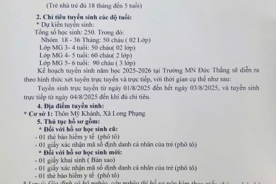 Thông báo việc cho trẻ mầm non được trở lại trường học trực tiếp
